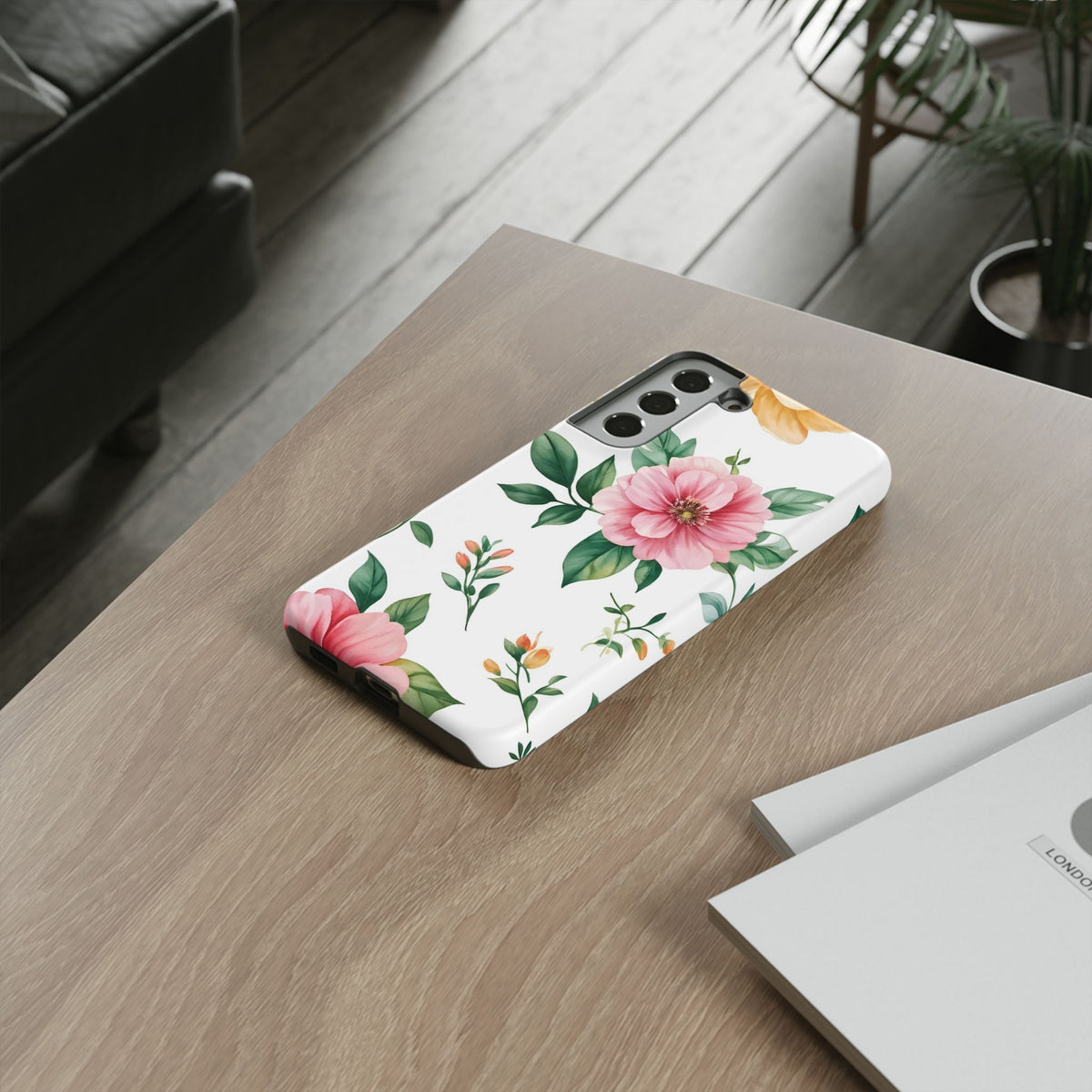 Floral Tough Phone Case — Pink Peony Protective Phone Cover