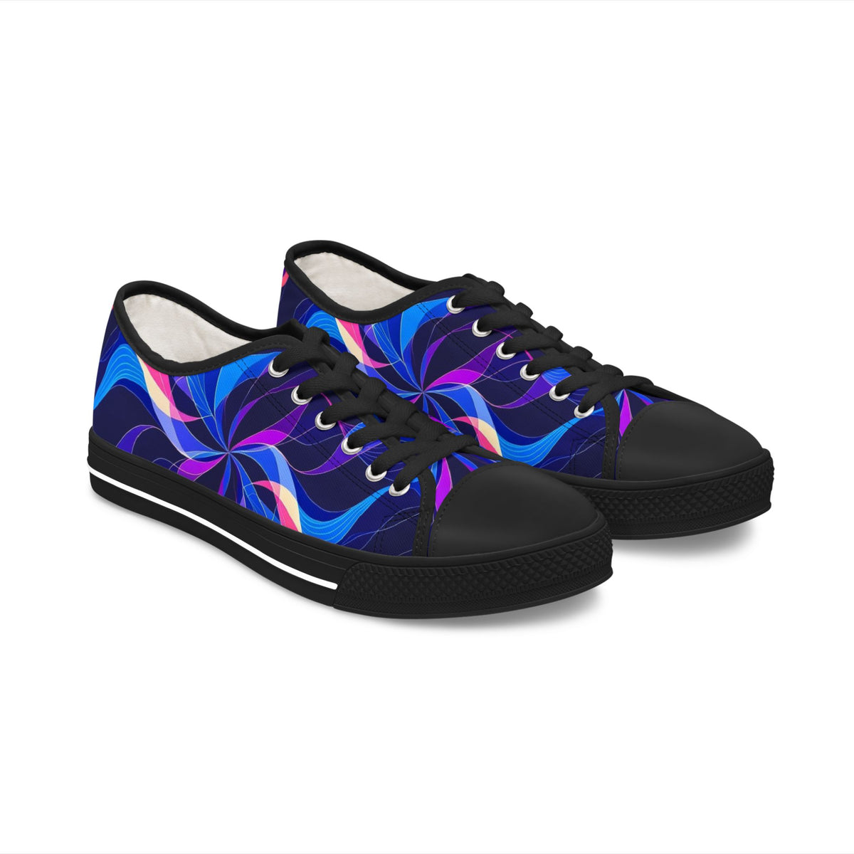 Women's Low Top Sneakers — Blue Purple Swirl Graphic Casual Shoes