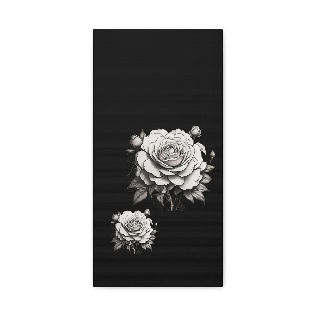 Monochrome Rose Canvas Print — Black & White Floral Wall Art