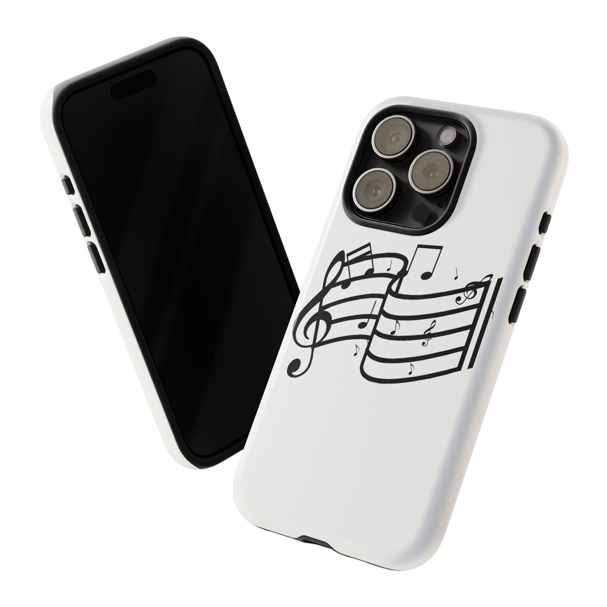 Musical Notes Phone Case — Black Treble Clef Music Staff Tough Case