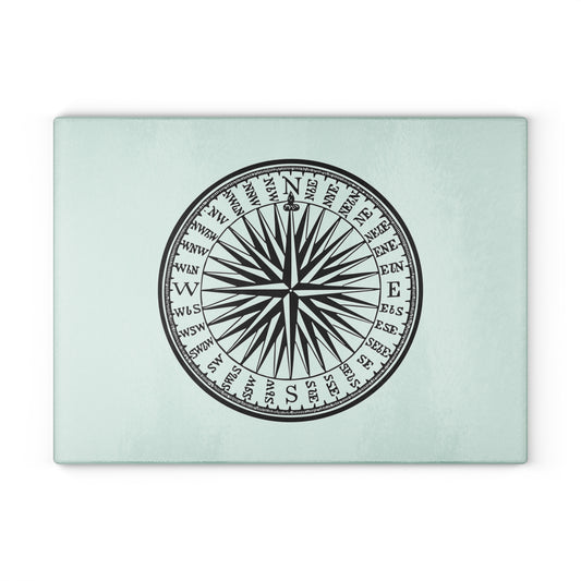 Nautical Compass Glass Cutting Board - Coastal Kitchen Decor, Perfect Gift for Chefs, Housewarming, Maritime Themed Events