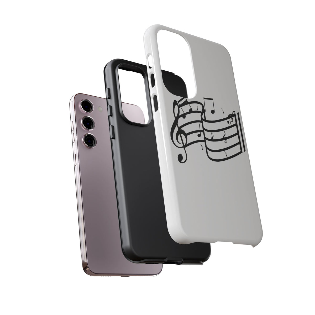 Musical Notes Phone Case — Black Treble Clef Music Staff Tough Case
