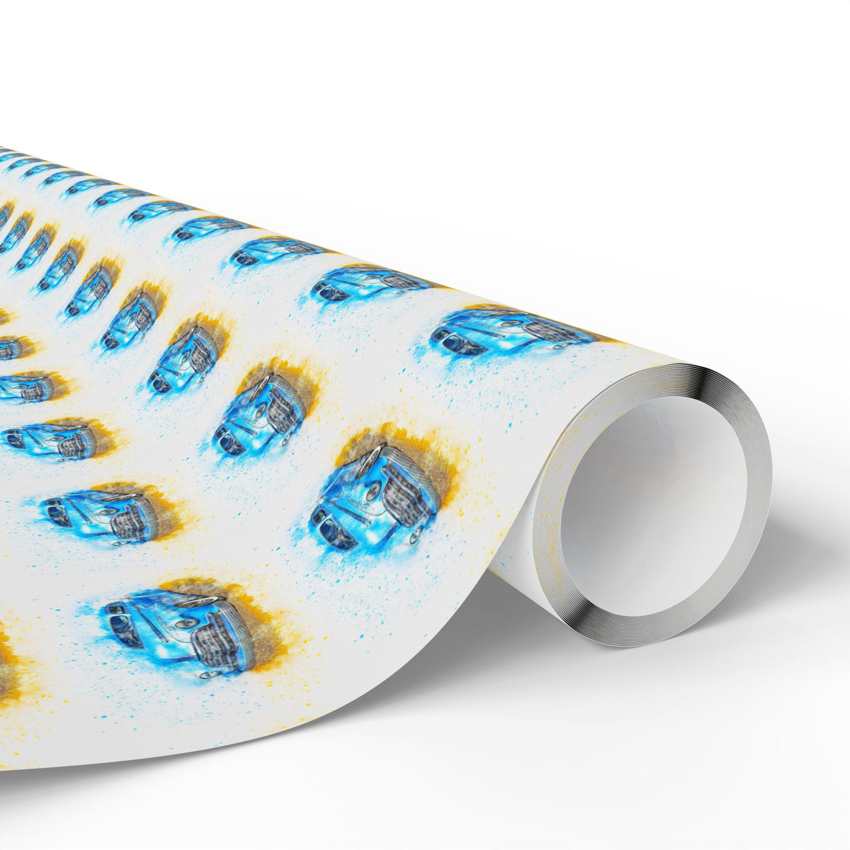Blue Gold Abstract Dots Wrapping Paper Roll — Modern Geometric Gift Wrap