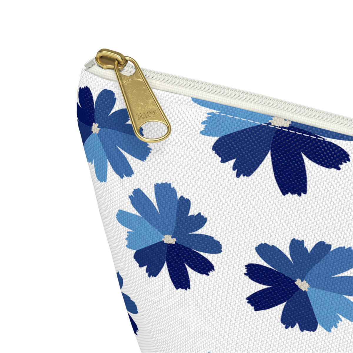 Blue Floral Accessory Pouch for Organizing Essentials, Cosmetic Bag, Travel Makeup Pouch, Gift Idea for Flower Lovers, Eco-Friendly