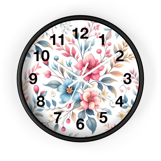 Floral Wall Clock - Elegant Timepiece, Home Decor, Gift for Garden Lovers, Vintage Style Clock, Wedding or Housewarming Gift