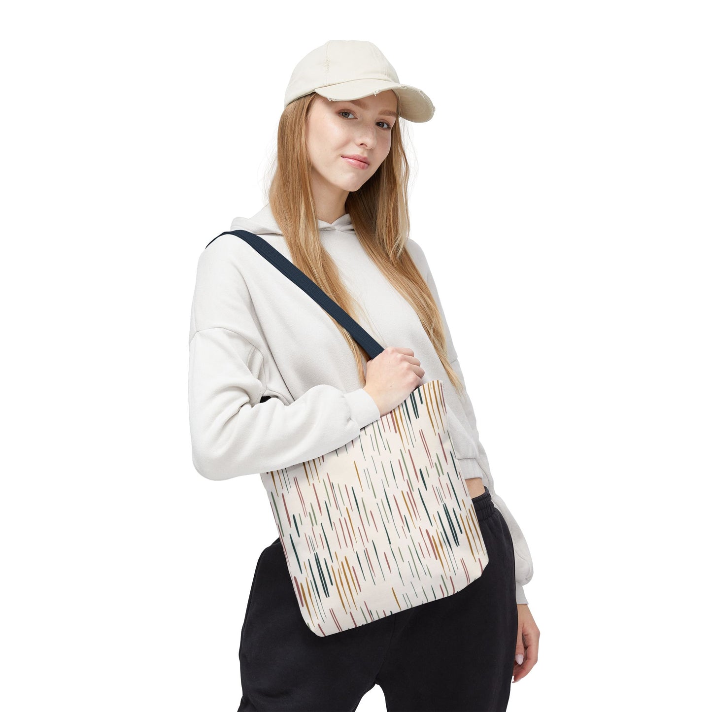 Earth Tones Abstract Stripe Tote Bag — Minimalist Boho Canvas Shopper
