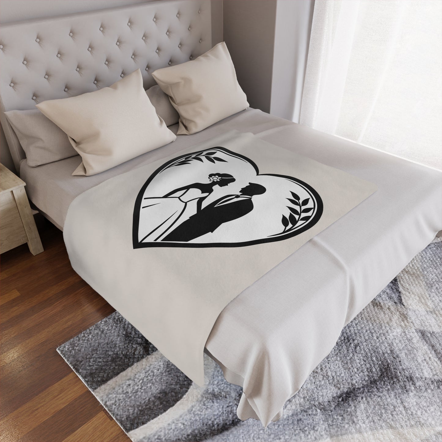 Wedding Couple Heart Minky Blanket – Romantic Bride & Groom Throw, Perfect for Anniversaries or Bridal Gifts