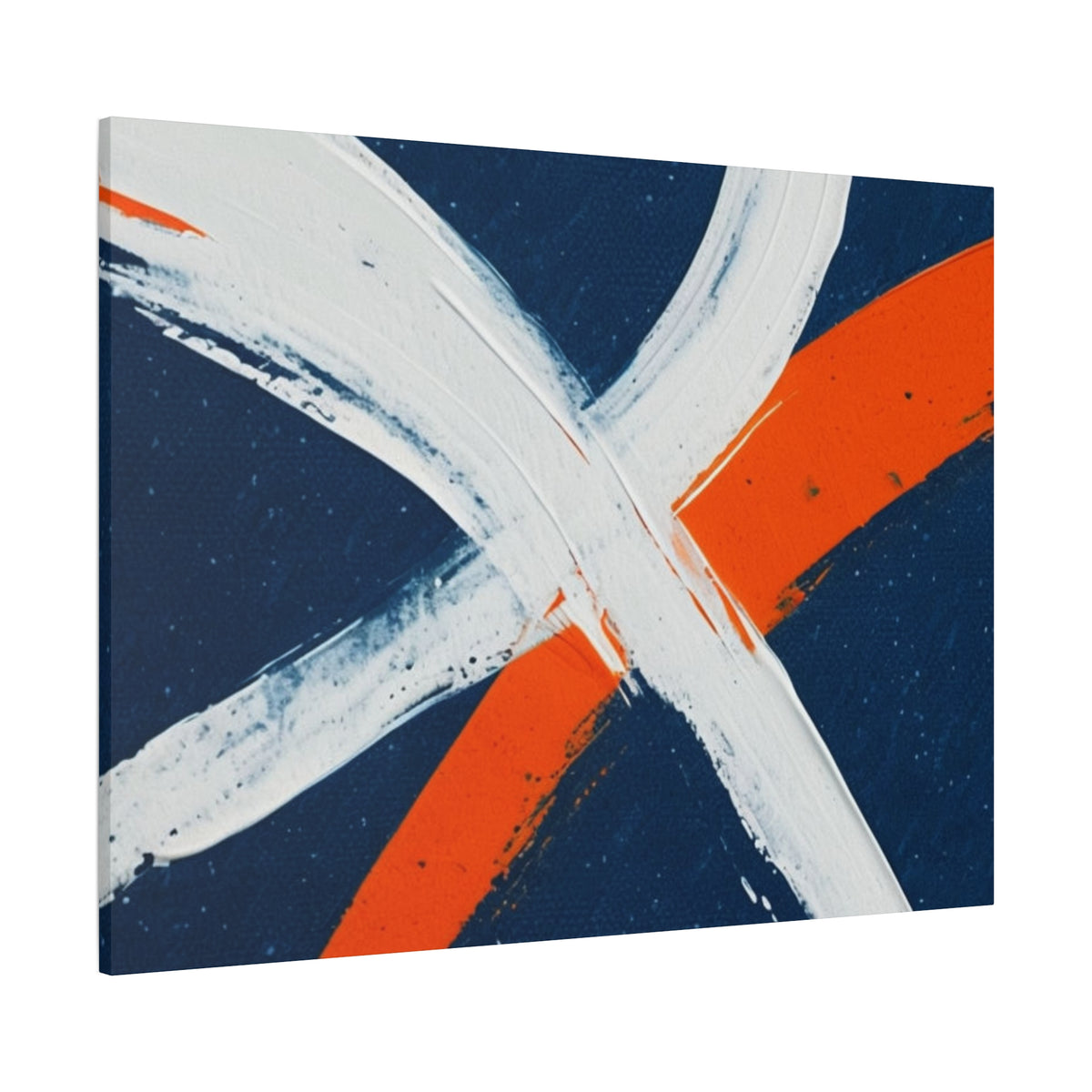 Abstract Navy & Orange Brushstroke Canvas
