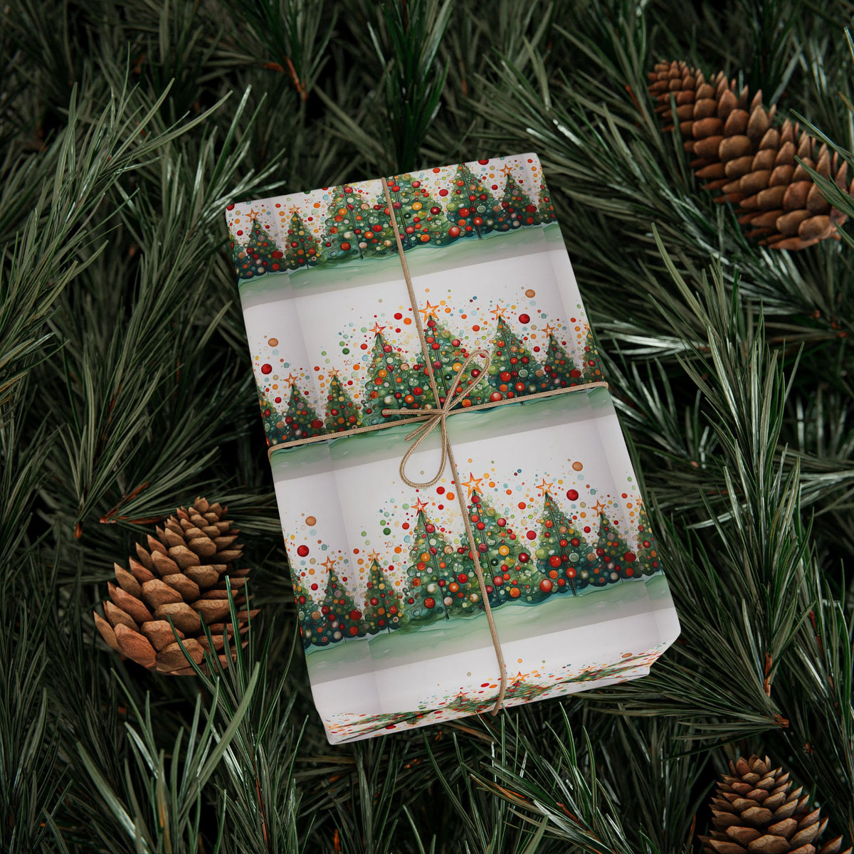Christmas Tree Confetti Wrapping Paper Roll — Festive Holiday Gift Wrap