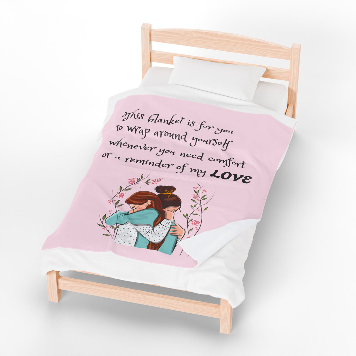 Velveteen Plush Blanket – "This blanket is for you to wrap around yourself" Comfort Throw (Hug Illustration)