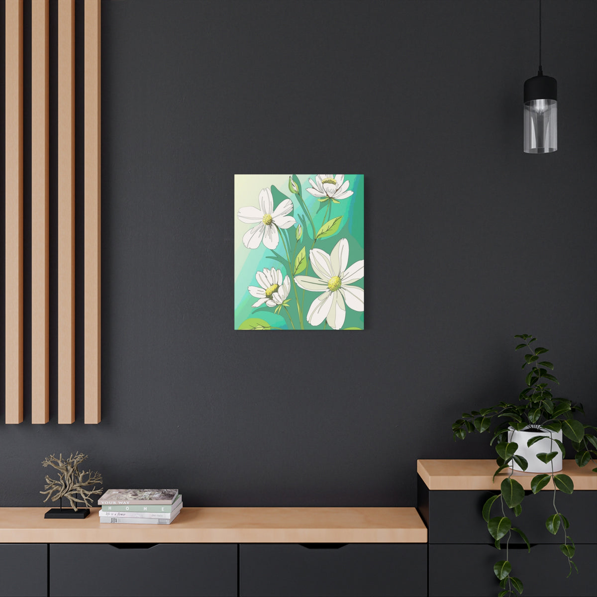 Matte Canvas, Stretched, 1.25" White Flowers