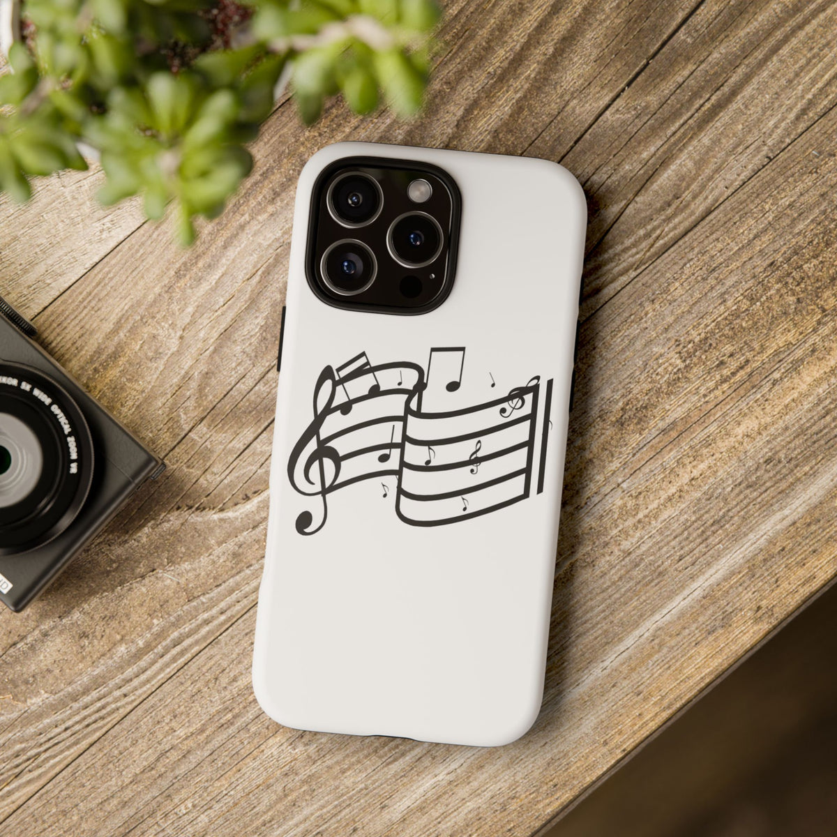 Musical Notes Phone Case — Black Treble Clef Music Staff Tough Case