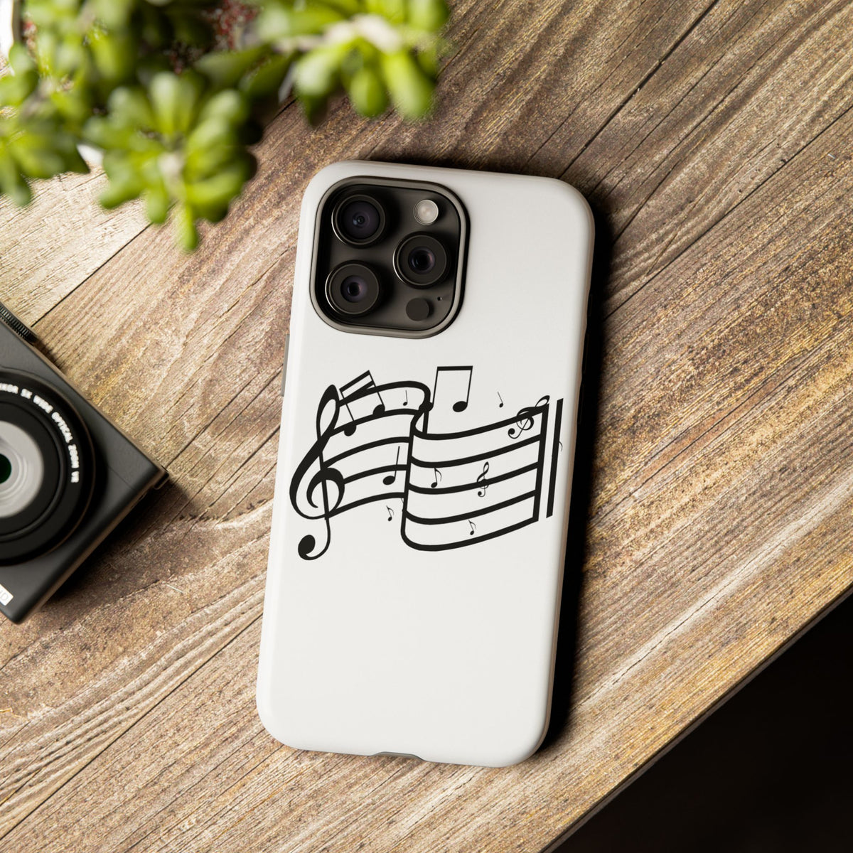Musical Notes Phone Case — Black Treble Clef Music Staff Tough Case