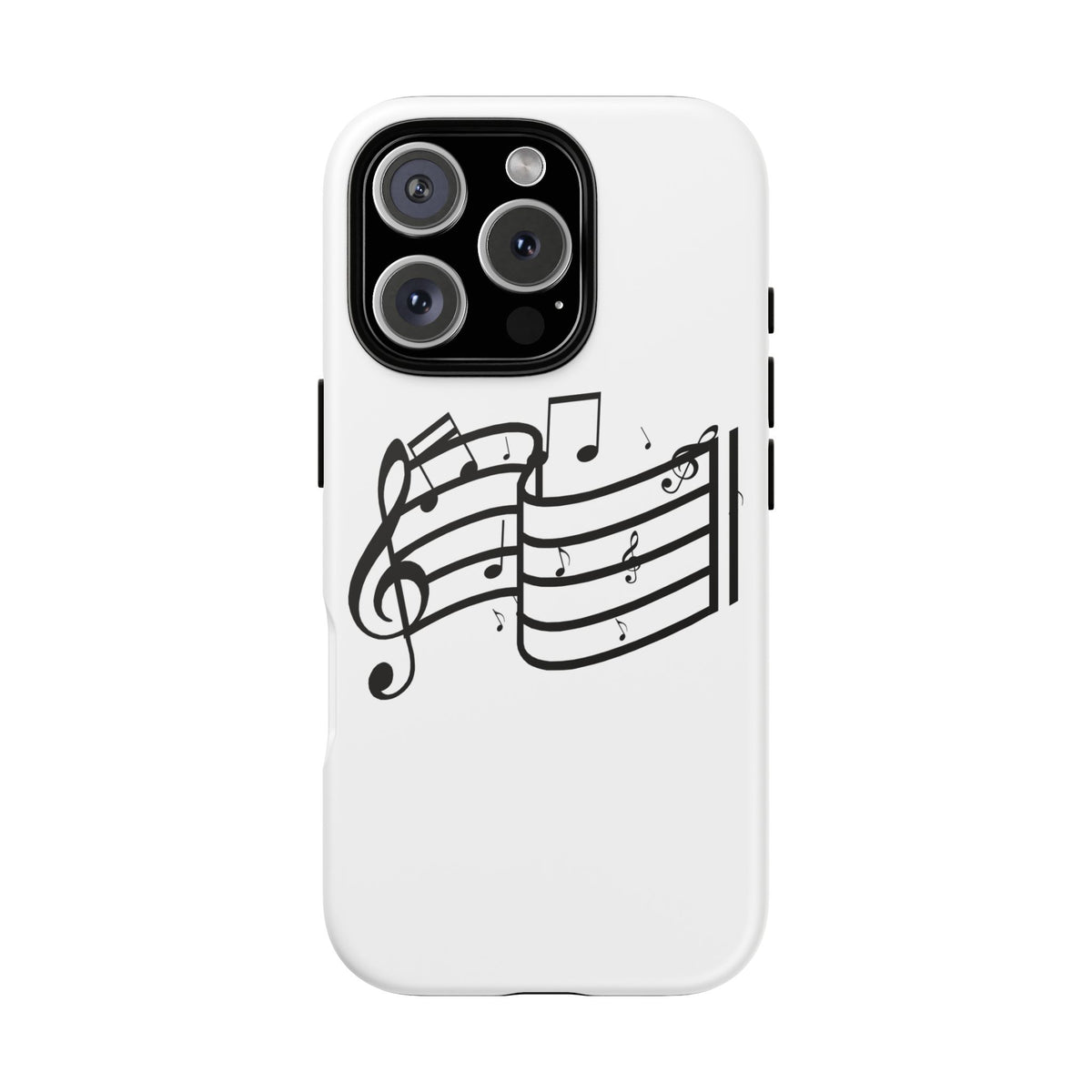 Musical Notes Phone Case — Black Treble Clef Music Staff Tough Case