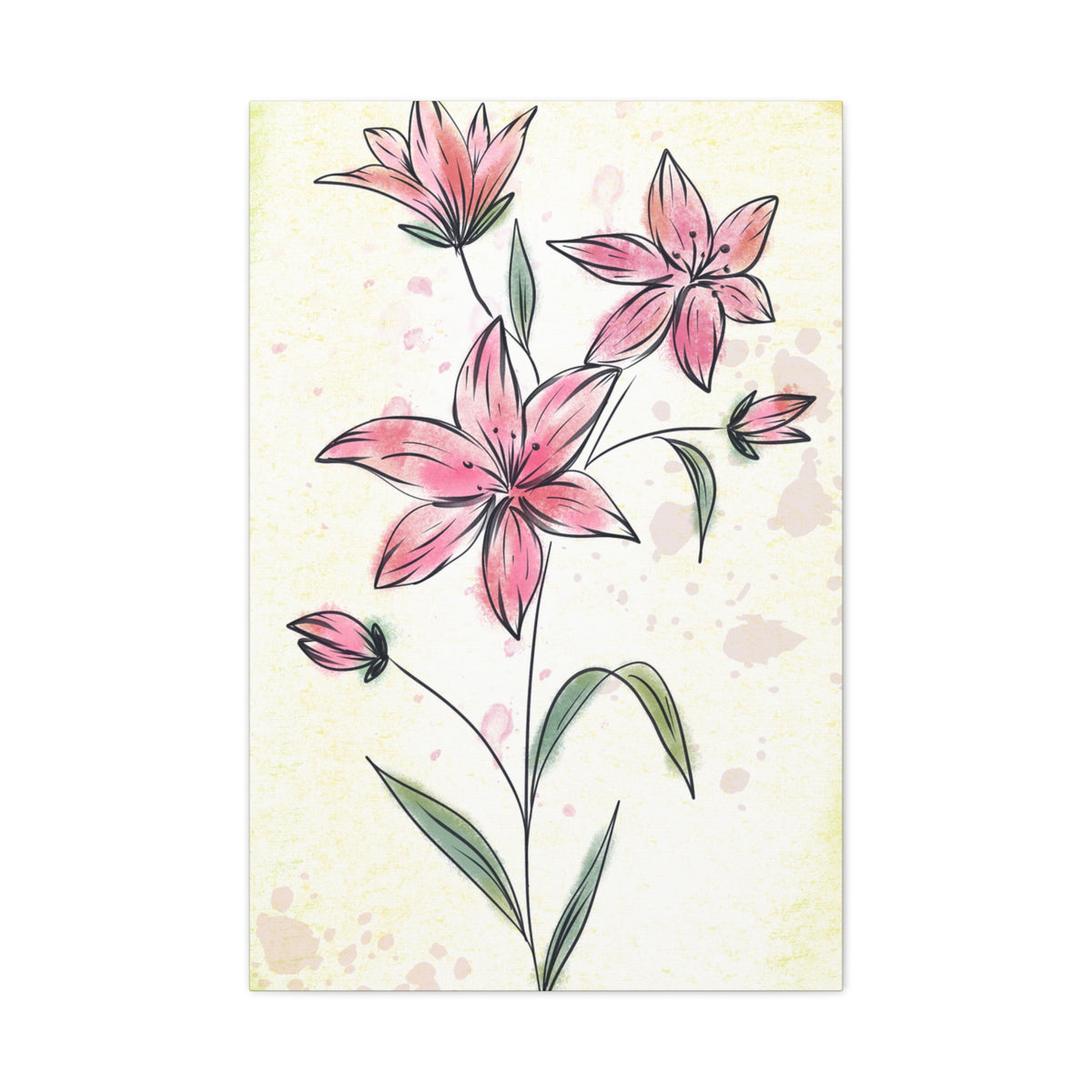Matte Canvas, Stretched, 1.25" Tulips Pink Flowers