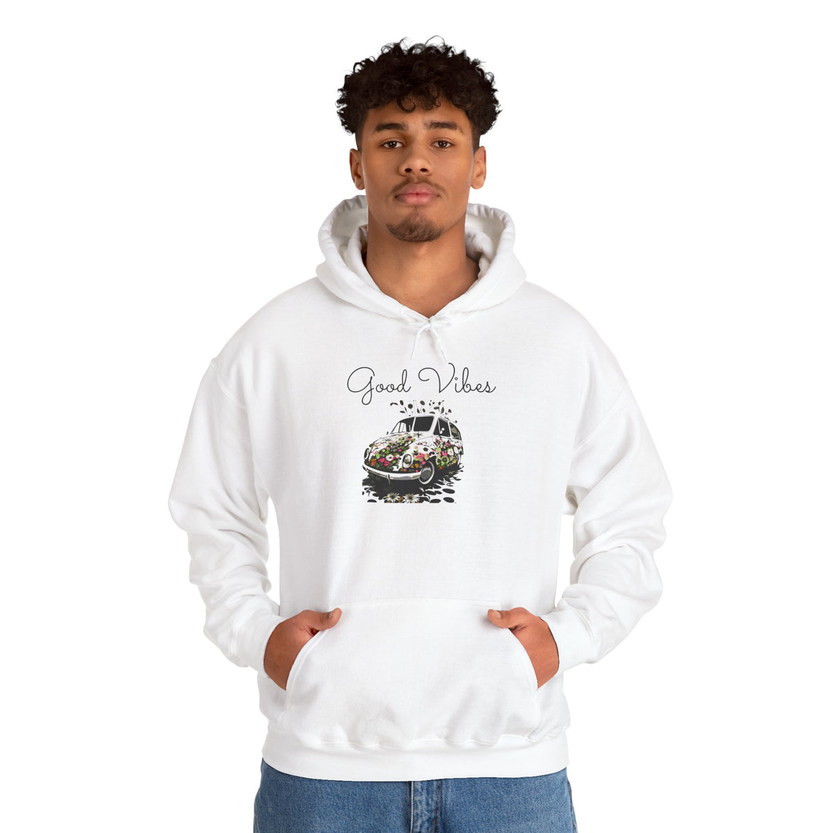 Good Vibes Hooded Sweatshirt - Unisex Heavy Blend, Cozy Gift for Friends, Casual Wear, Summer Outings, Beach Days, Chill Vibes