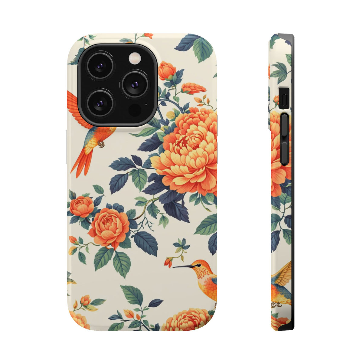 Floral Hummingbird Magnetic Phone Case — Impact-Resistant Protective Cover