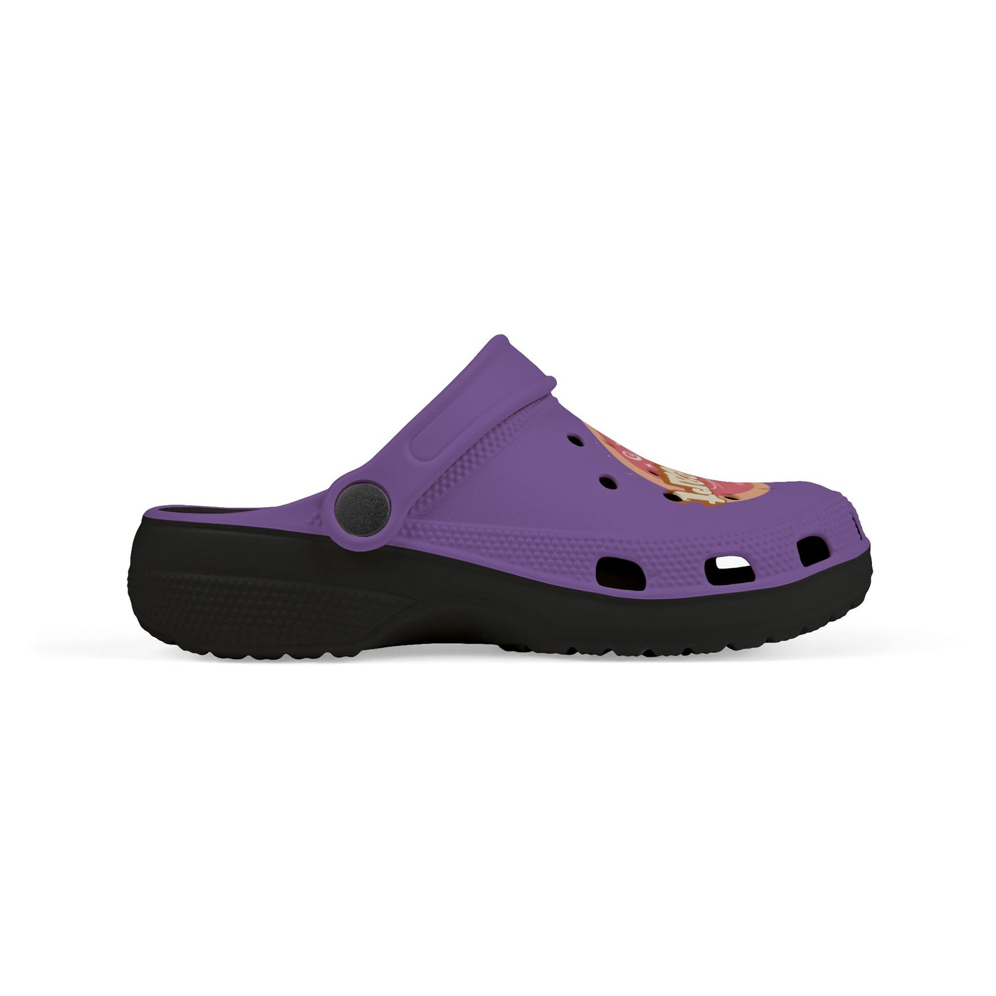 Kids Purple "Sweetheart" Foam Clogs — Cute Heart Graphic Slip-On Shoes