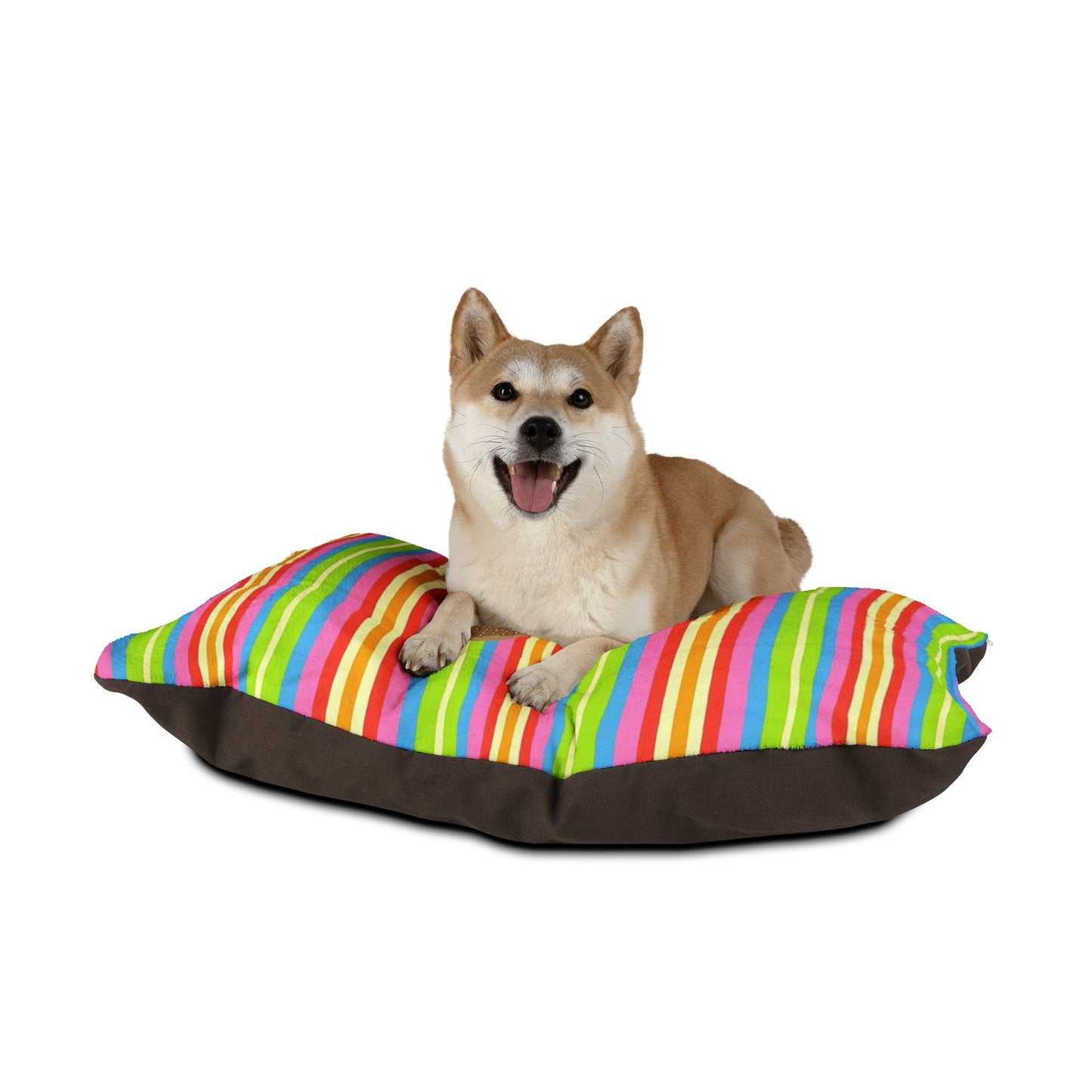 Colorful Striped Pet Bed with Personalized Letter, Dog Bed, Cat Bed, Cozy Pet Cushion, Fun Pet Accessory, Bright Pet Bedding