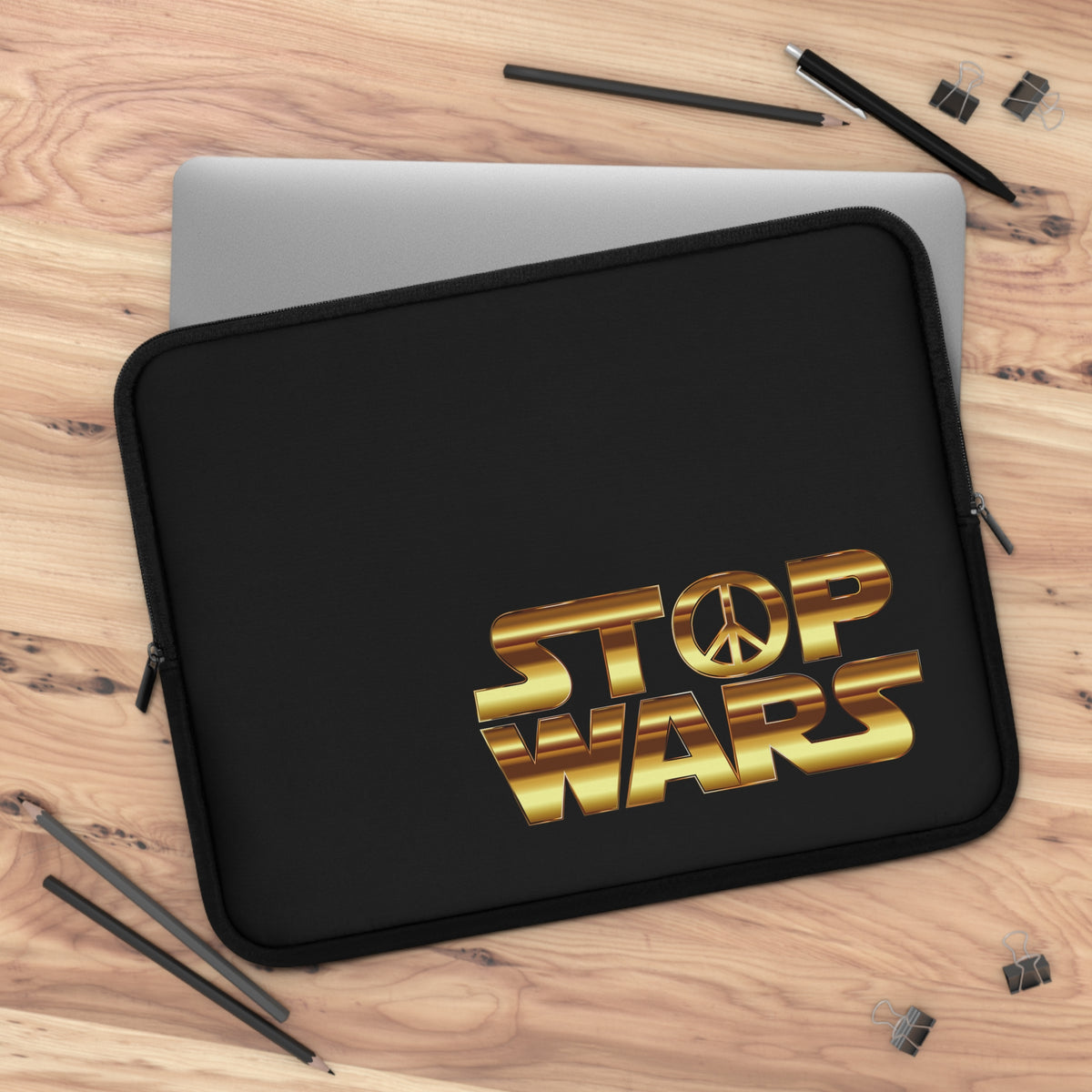 Stop Wars Laptop Sleeve - Stylish Tech Accessory for Peace Lovers, Gift for Students & Professionals, Perfect for Everyday Use, Black Sleeve