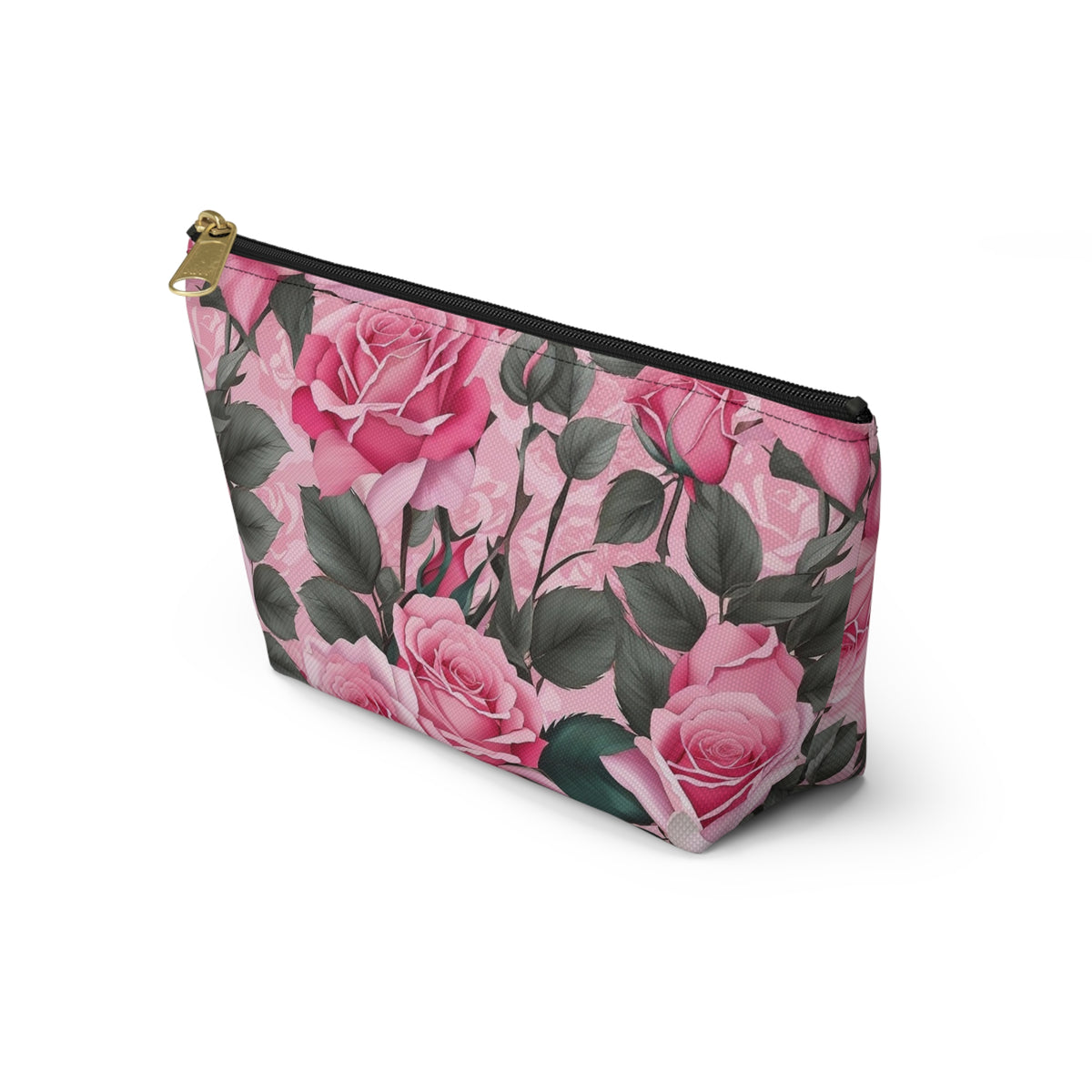 Floral Accessory Pouch - Stylish Makeup Bag, Organizer, Travel Toiletry Case, Gift for Her, Rose Flower Design