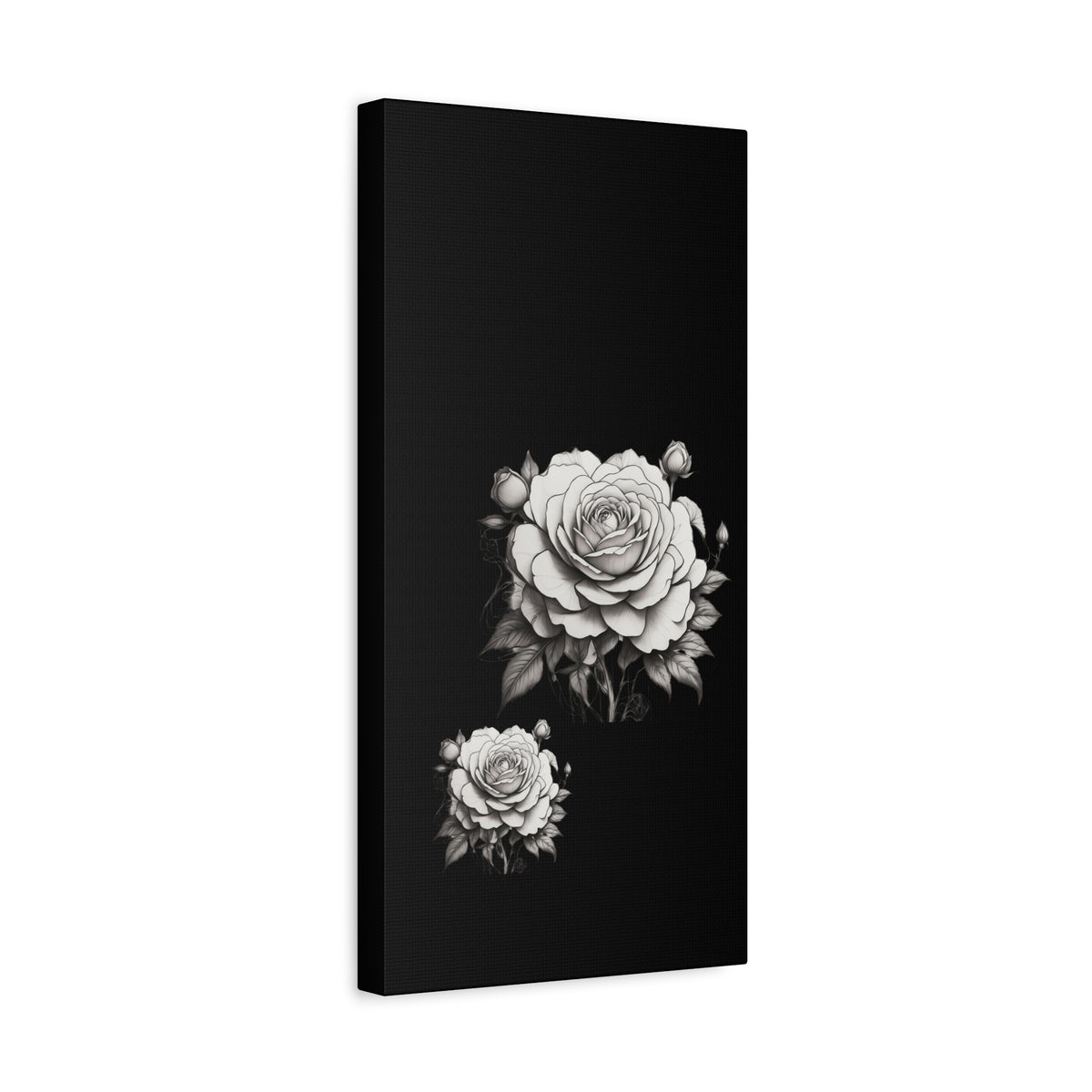 Monochrome Rose Canvas Print — Black & White Floral Wall Art