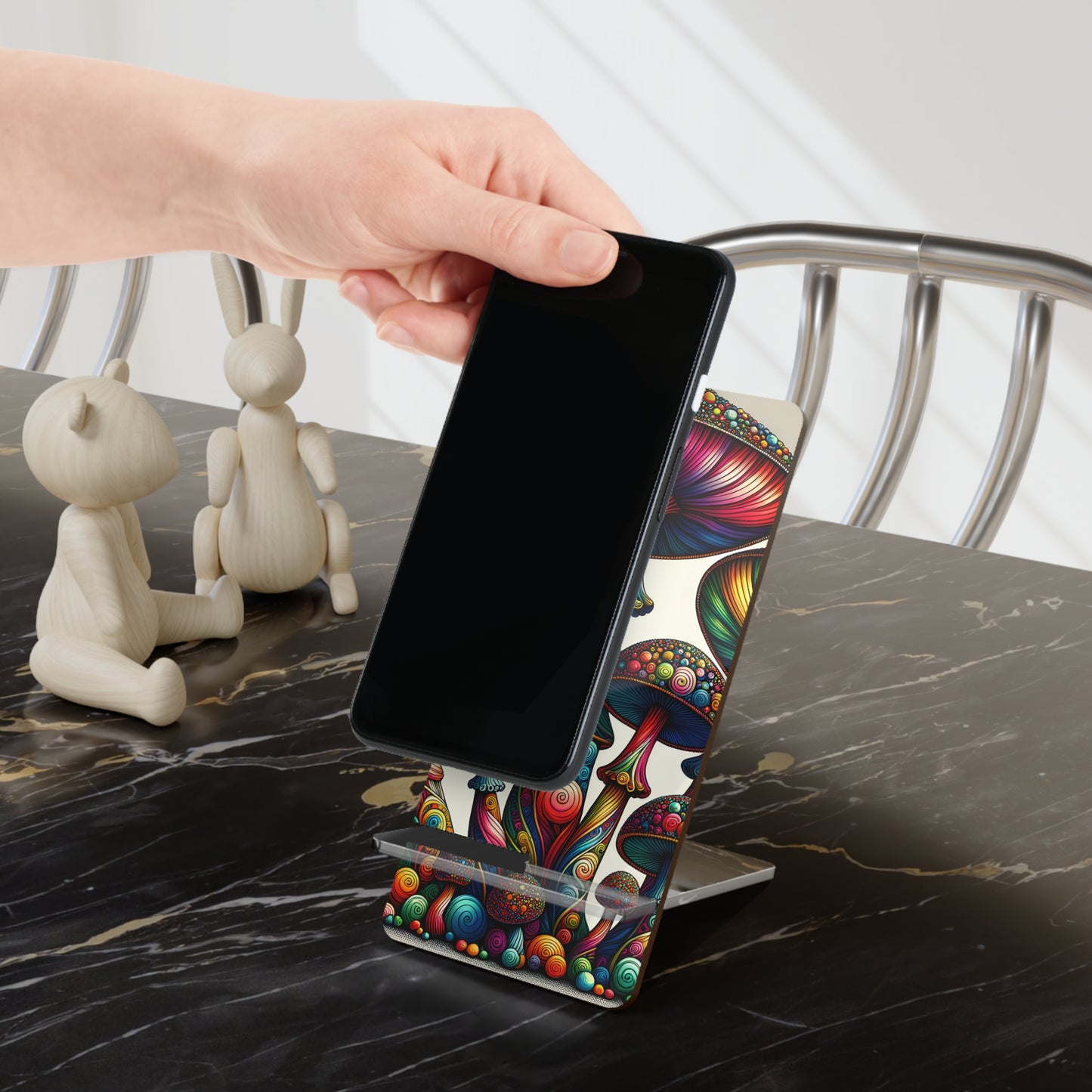 Phone Stand — Colorful Psychedelic Mushroom Mobile Display