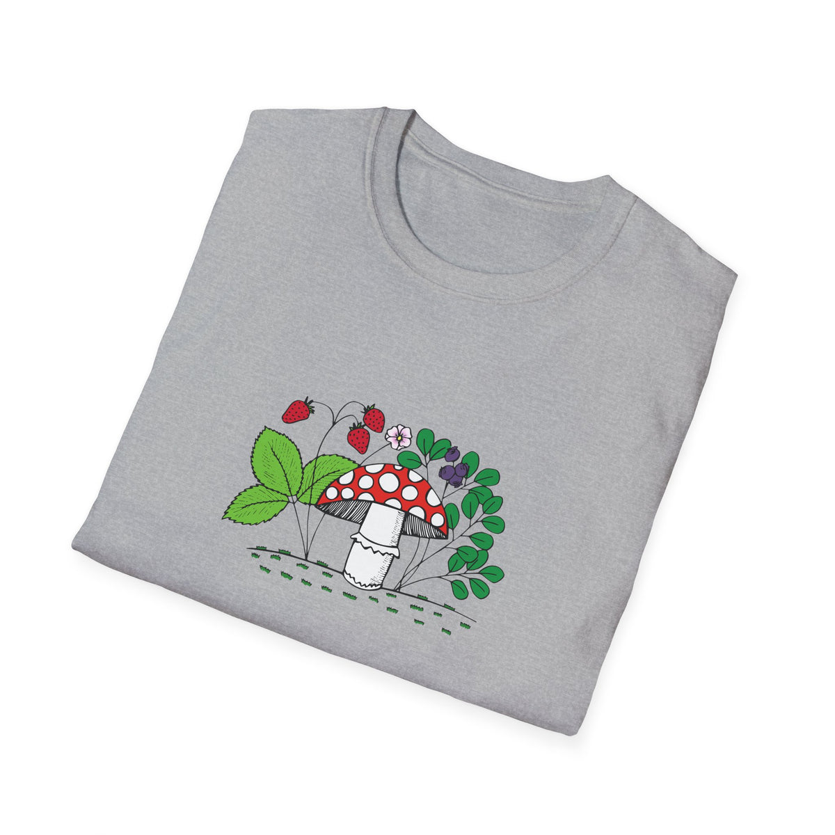 Whimsical Mushroom T-Shirt for Nature Lovers, Casual Tees, Gift for Gardeners, Unisex Softstyle Shirt, Eco-Friendly Apparel