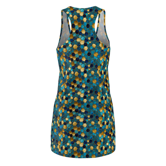 Colorful Polka Dot Women's Racerback Dress, Casual Summer Dress, Beachwear, Party Dress, Vacation Essential, Outdoor Apparel