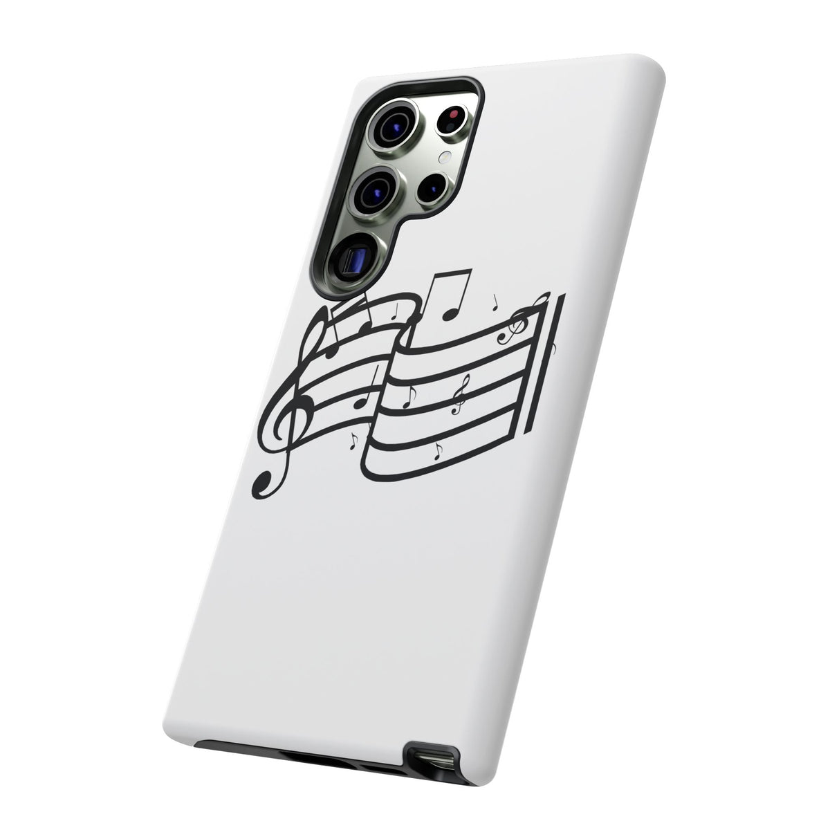 Musical Notes Phone Case — Black Treble Clef Music Staff Tough Case