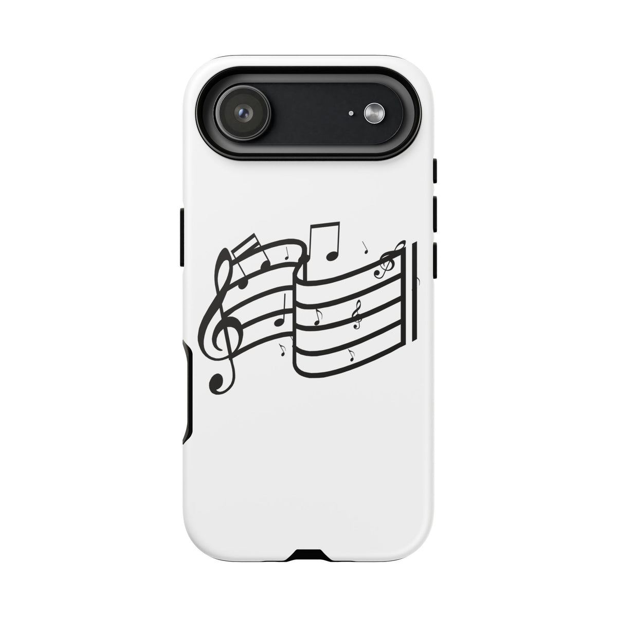Musical Notes Phone Case — Black Treble Clef Music Staff Tough Case