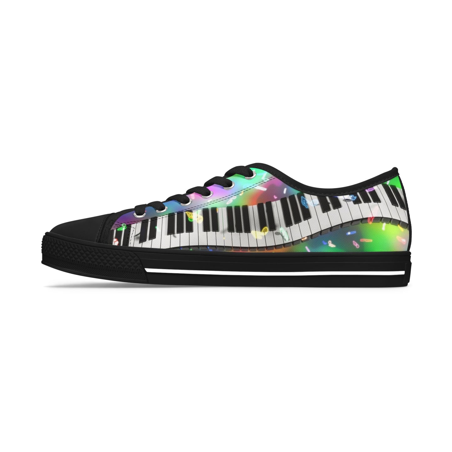 Piano Keys Low Top Sneakers — Colorful Musical Canvas Shoes