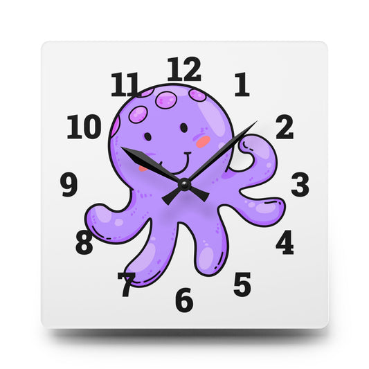 Cute Octopus Acrylic Wall Clock - Fun Kids Room Decor