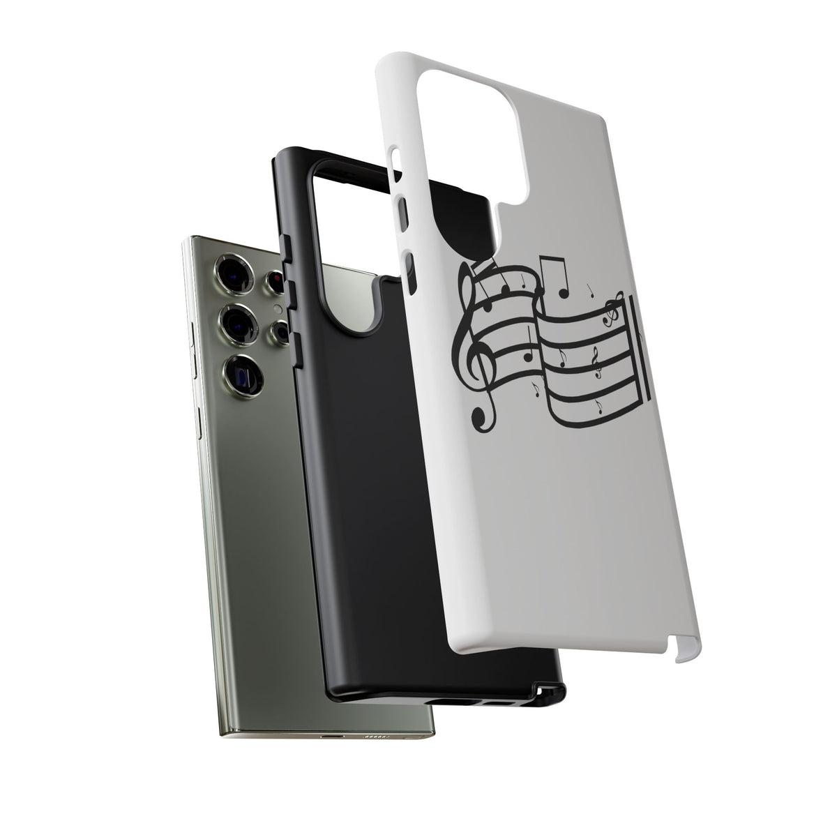 Musical Notes Phone Case — Black Treble Clef Music Staff Tough Case