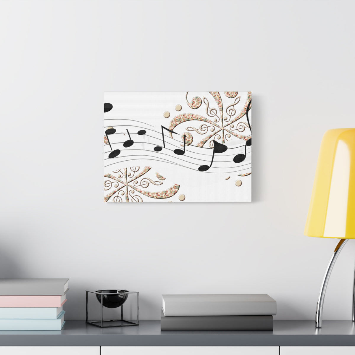 Musical Note Canvas Art, Floral Decor for Home, Music Lover Gift, Wall Art for Musicians, Unique Gift Idea