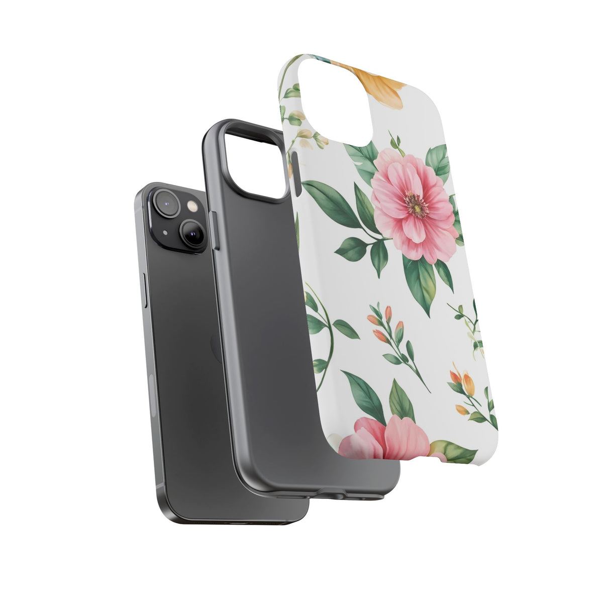 Floral Tough Phone Case — Pink Peony Protective Phone Cover