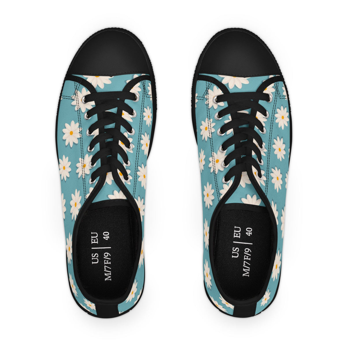 Daisy Print Low Top Sneakers – Retro Floral Canvas Shoes
