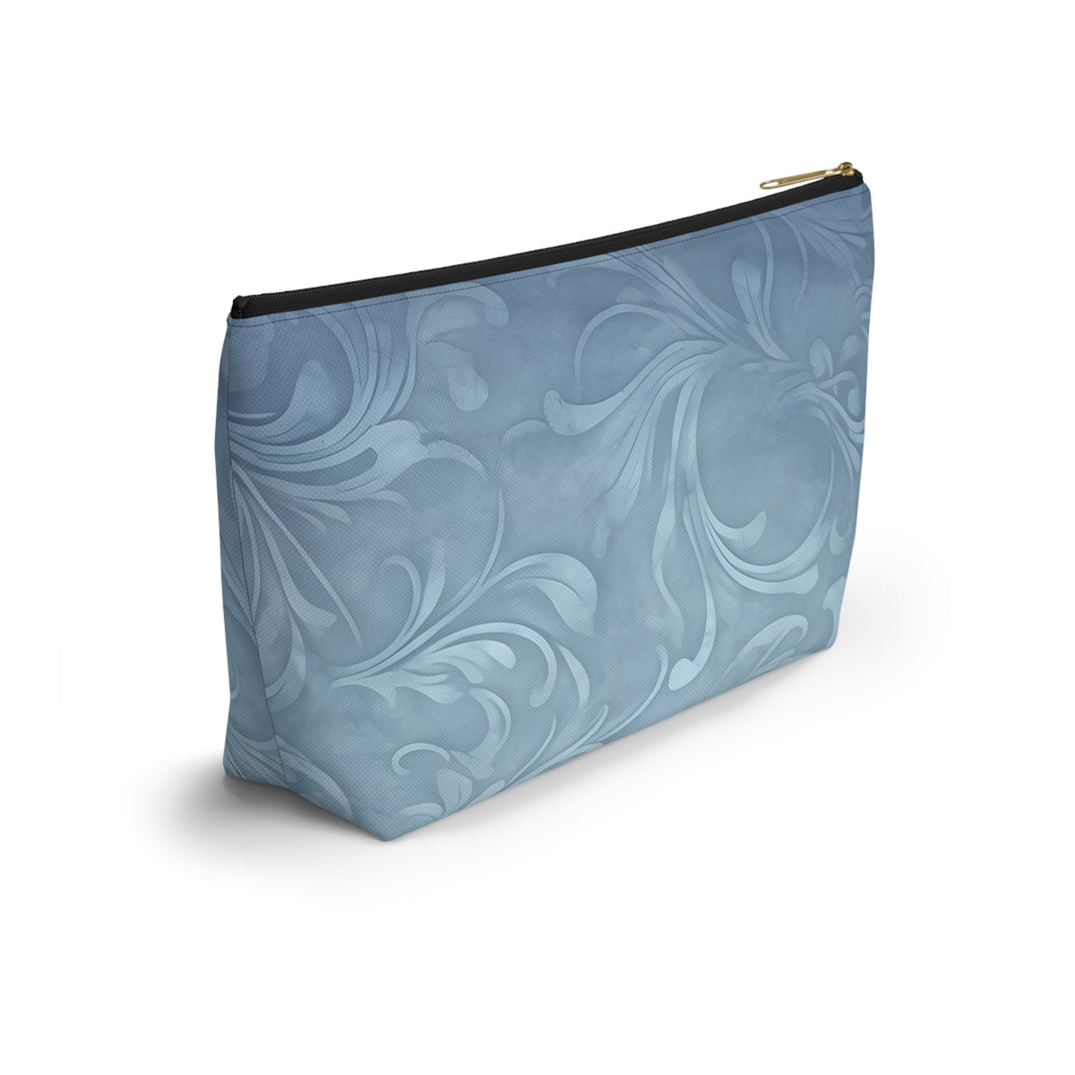 Blue Floral Swirl Accessory Pouch — T-Bottom Makeup & Travel Zip Bag