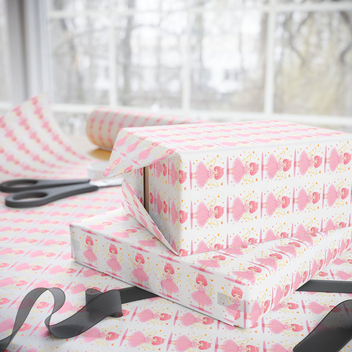 Pink Heart Pattern Wrapping Paper Roll — Cute Valentine & Birthday Gift Wrap