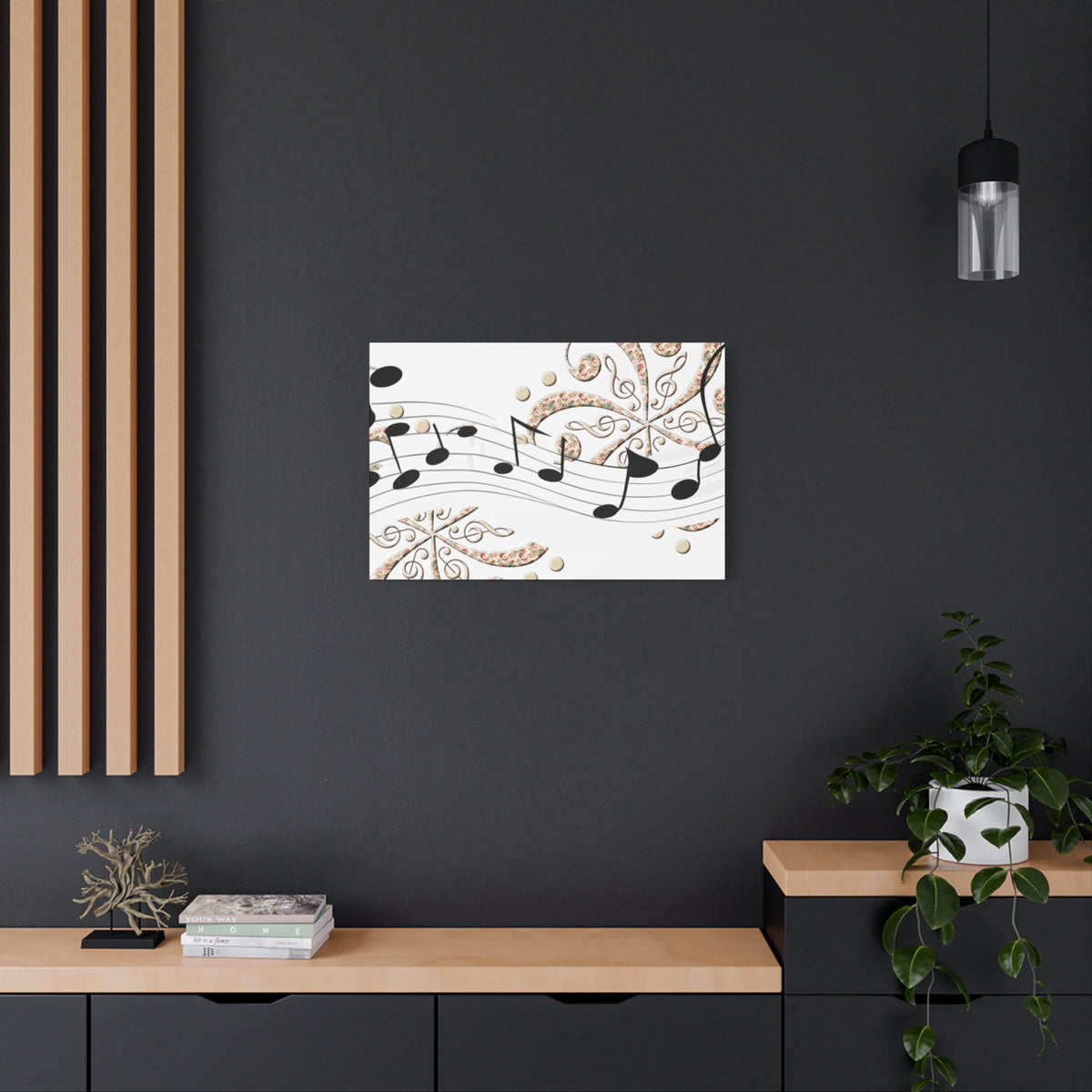 Musical Note Canvas Art, Floral Decor for Home, Music Lover Gift, Wall Art for Musicians, Unique Gift Idea
