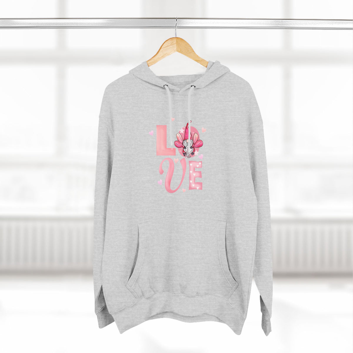 Love Blossom Hoodie — Pink Floral "LOVE" Graphic Fleece Hoodie