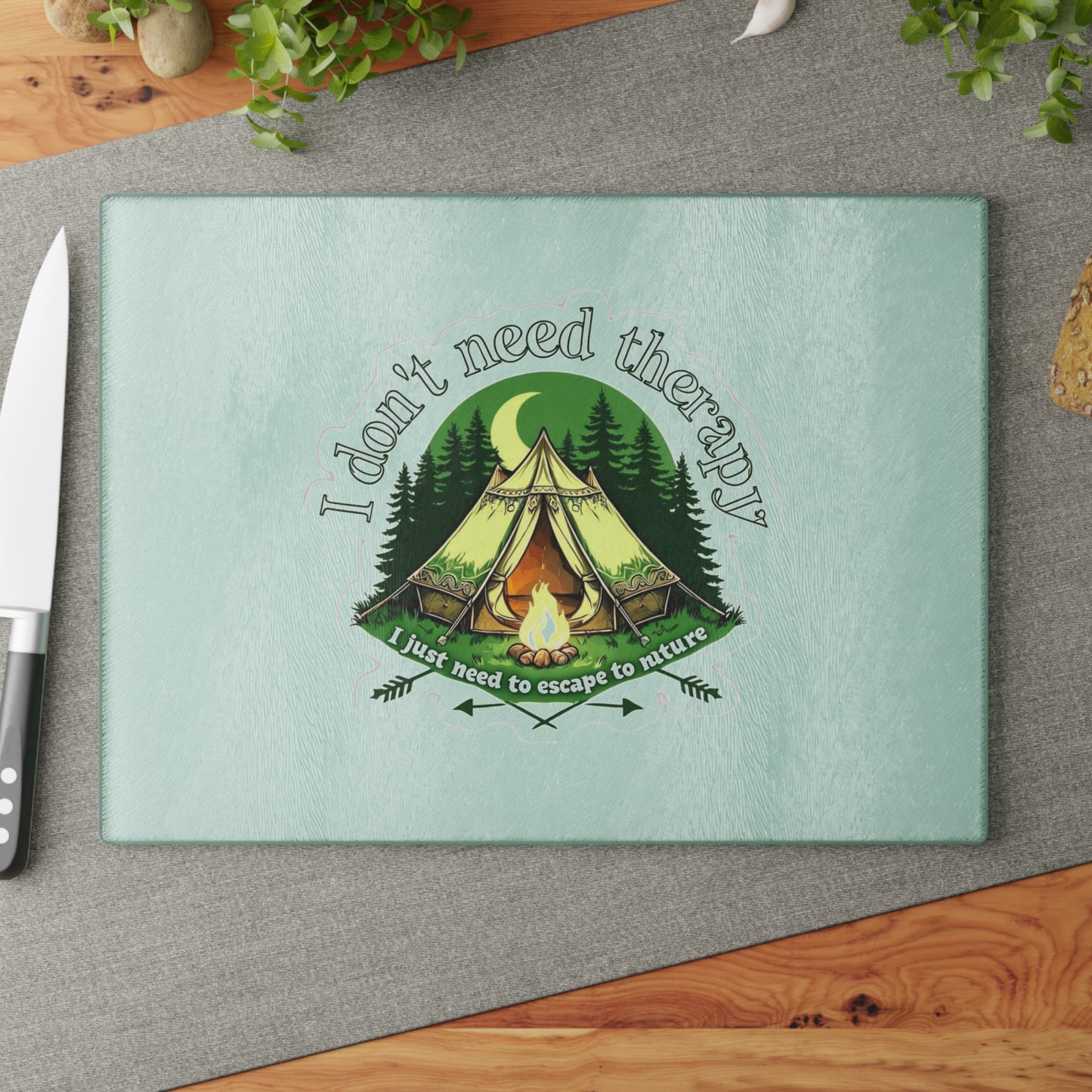 Outdoor Escape Glass Cutting Board - Perfect for Camping Lovers