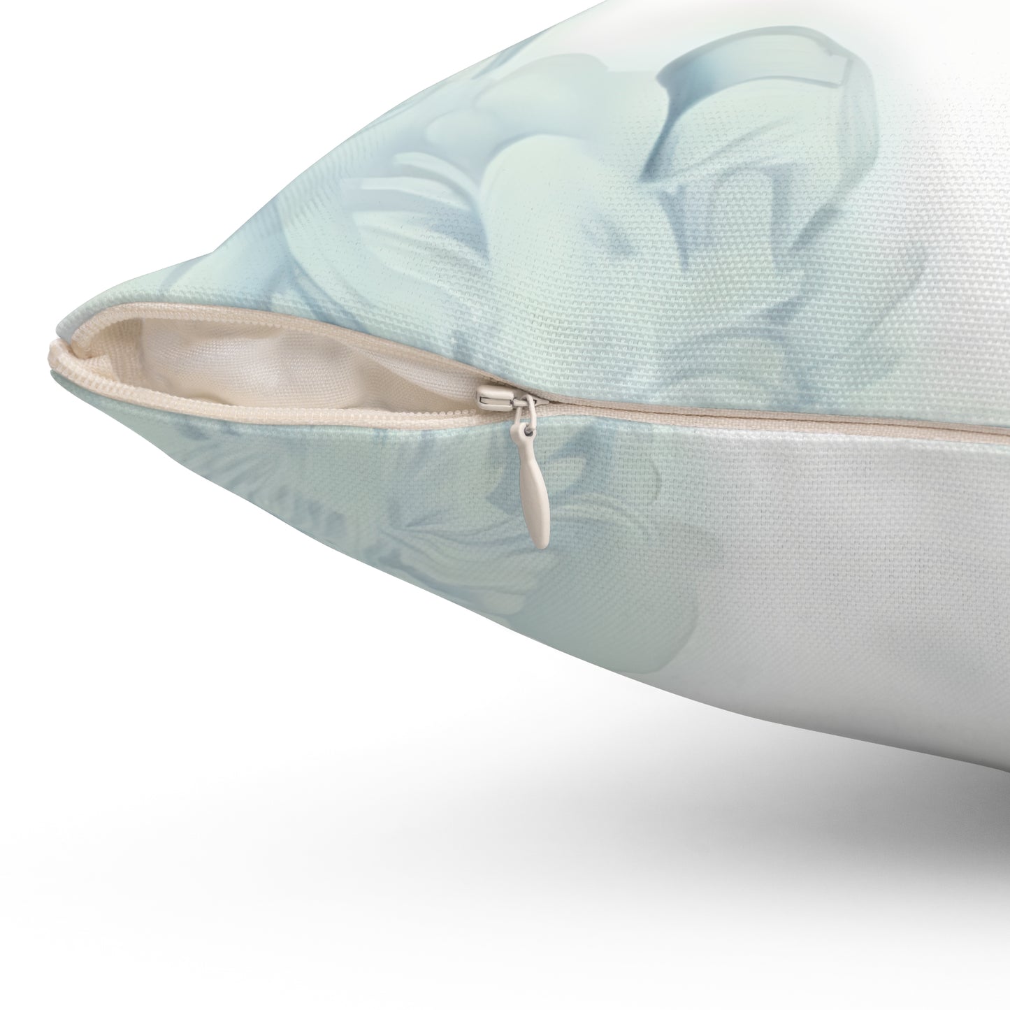 Monogram N Floral Throw Pillow — Soft Blue Initial Decorative Accent