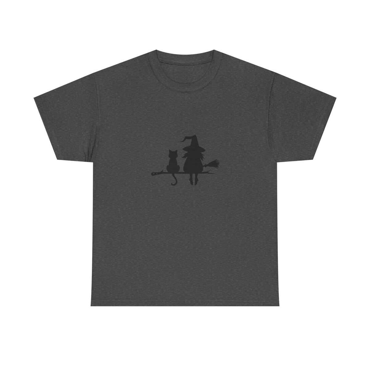 Witch and Cat Tee | Spooky Unisex Shirt for Halloween | Cute Witchwear for Cat Lovers | Fall Wardrobe Essential | Gift for Magical Friends