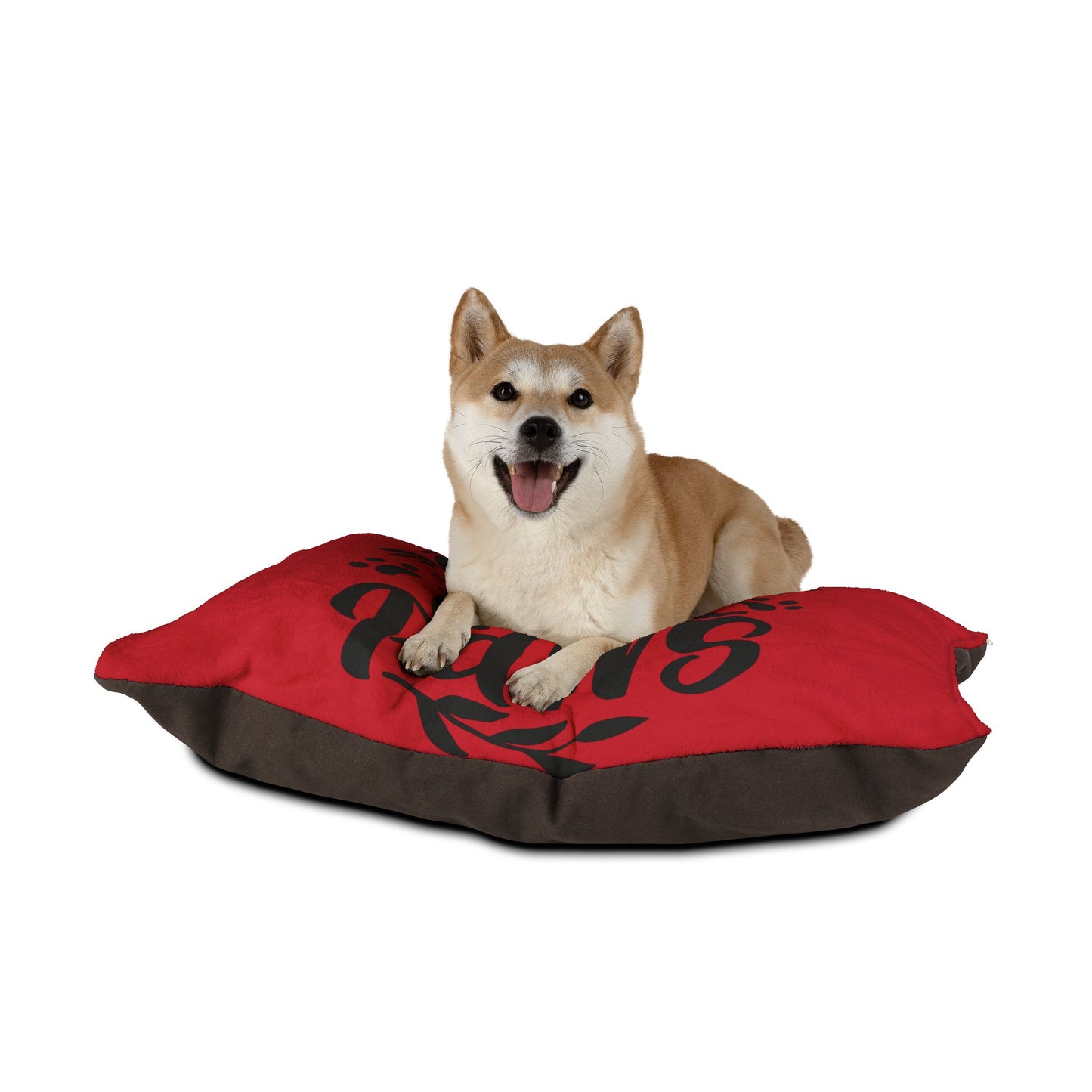 Love Has Four Paws Pet Bed — Red Plush Dog & Cat Cushion