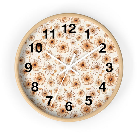 Chic Floral Wall Clock - Boho Home Decor, Retro Style Timepiece, Gift for Flower Lovers, Office Decoration, Vintage Vibe