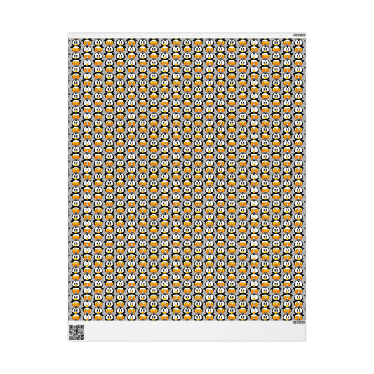 Wrapping Paper — Retro Floral Black & Orange Pattern Roll