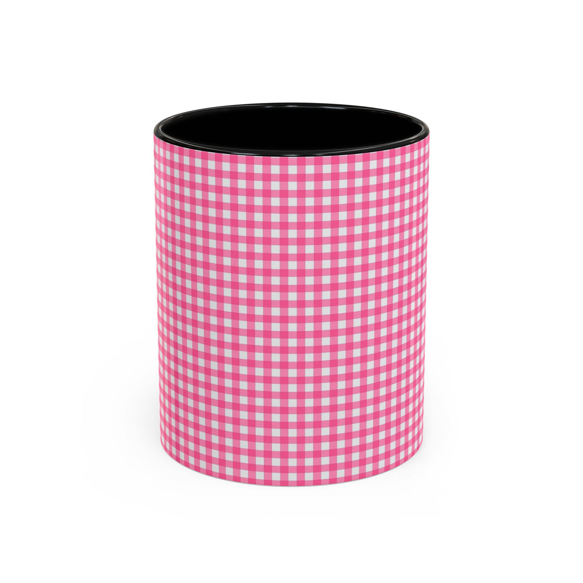 Pink Gingham Accent Coffee Mug, Cute Kitchen Decor, Gift for Coffee Lovers, Home Office Mug, Spring and Summer Vibes