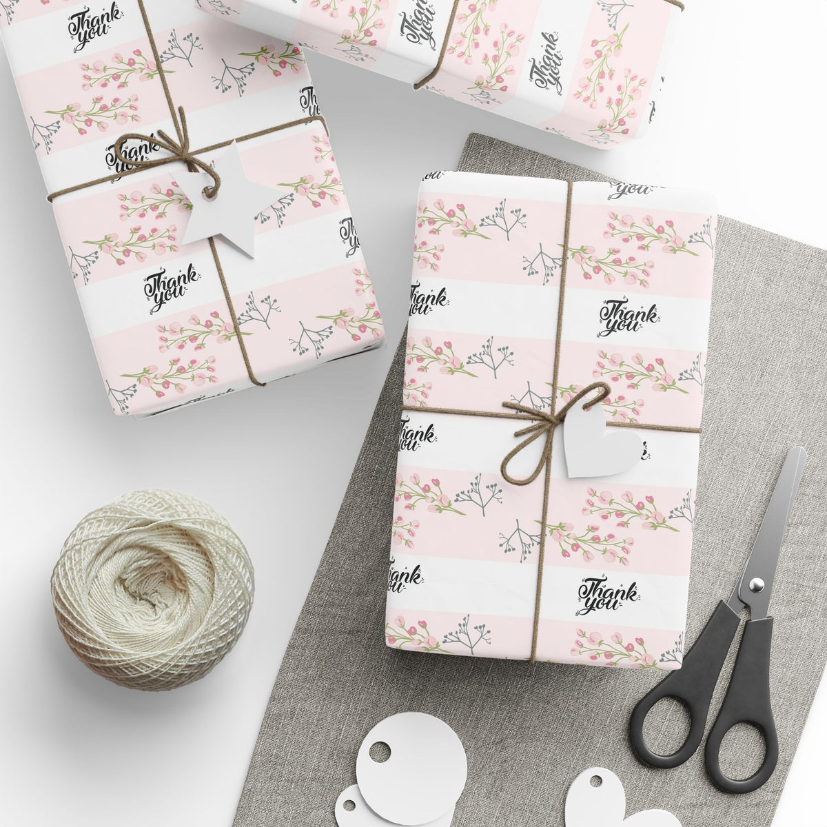 Floral Pink Thank you Wrapping Paper Roll