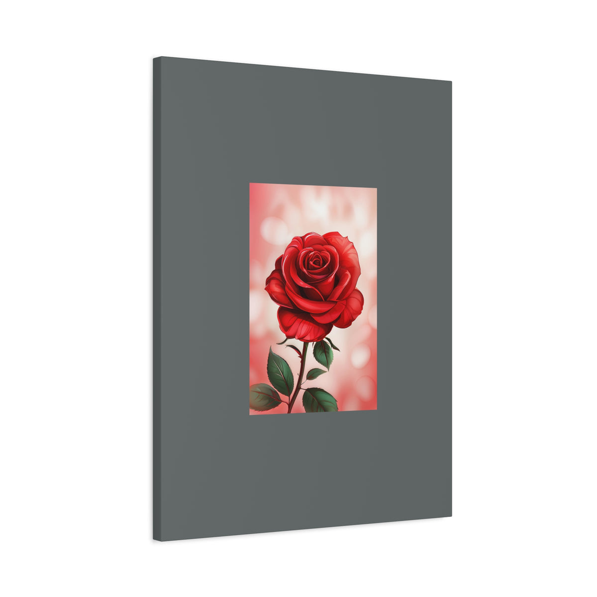 Red Rose Vertical Matte Canvas Print — Romantic Floral Wall Art
